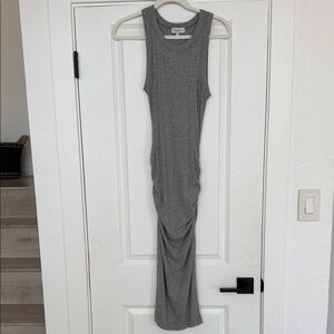 Sleeveless Ruched Maxi/Midi Dress - Gray